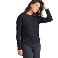 Women's Soft Merino Long Sleeve Tee - True Black